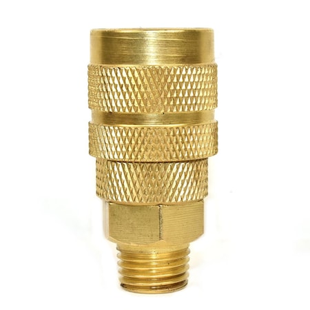 Interstate Pneumatics 1/4 Inch Industrial Brass Coupler x 1/4 Inch Male NPT - 3 Ball + Low Profile CH441BP